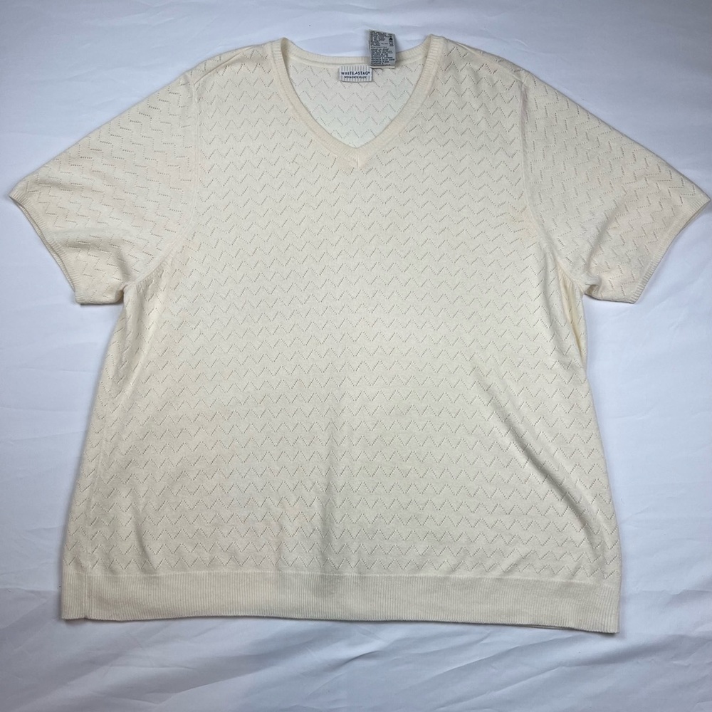 White Stag Cream V-Neck Short Sleeve Sweater